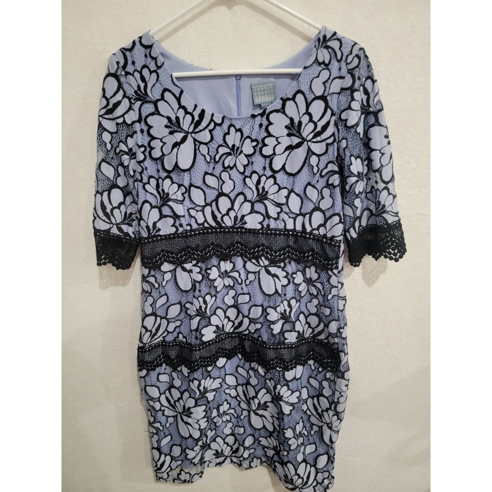 Rabbit Rabbit Rabbit Floral Lace Overlay‎ Dress Sz 14 Black with Purple Lining